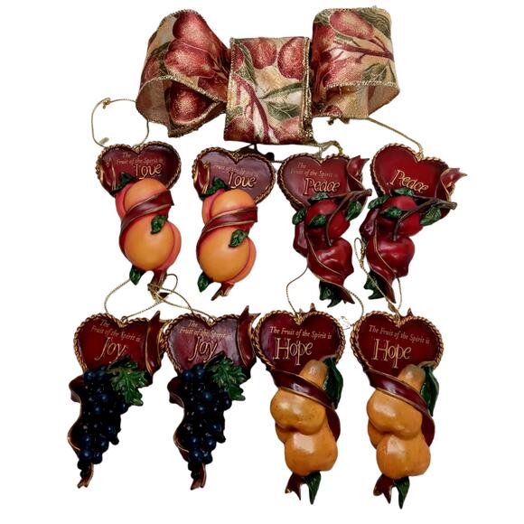 🎄 Fruit of the Spirit Ornaments 🍎🍐Set Christian Holiday Decor🍑🍇 - Picture 11 of 11